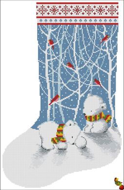 ФПК-2167 Різдвяна шкарпетка Білі ведмедики. Схема для вишивання бісером Фенікс