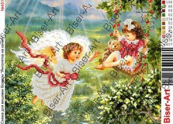 ВА-0451 (А4) Ангелы на качелях. Схема для вышивки бисером БисерАрт
