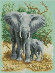 ФЧК-3175 Африканские серые слоны. Схема для вышивки бисером Феникс