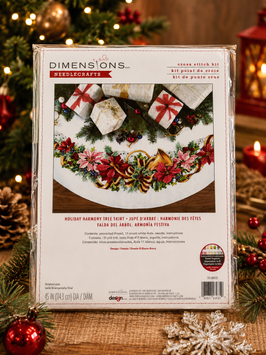 Dimensions 70-08939 Holiday Harmony Tree Skirt &mdash; набір для вишивання спіднички під ялинку &laquo;Гармонія свята&raquo;