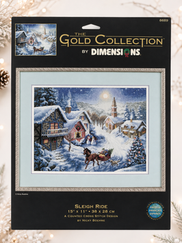 Dimensions 08689 Sleigh Ride &mdash; набір для вишивання хрестиком &laquo;Катання на санях&raquo;, серія Gold Collection, американська комплектація