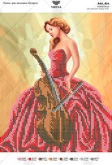 А4Н_434 Девушка в красном и виолончель. Схема для вышивки бисером TM Virena