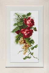 B2229 Красные розы с виноградом. Набор для вышивки нитками. Luca-s