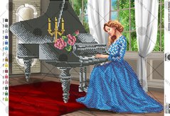 А3Н_150 Пианистка в голубом. Схема для вышивки бисером TM Virena, Схема