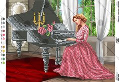 А3Н_151 Пианистка в красном. Схема для вышивки бисером TM Virena, Схема