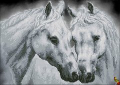 ФЧК-2116 Белая пара лошадей. Схема для вышивки бисером Феникс