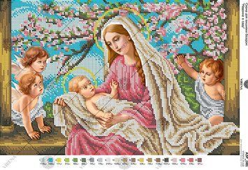 А3Р_081 Схема для вышивки бесером " Мадонна в саду " ТМ Virena., Схема