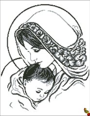 ФЧК-2079 Мадонна з немовлям срібло. Схема для вишивання бісером Фенікс