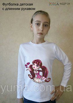 ЮМА-ФДДР-024 Детская футболка с длинным рукавом Дракулаура для вышивки