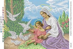 БСР-3042 Мадонна и младенец Иисус с голубями. Схема для вышивки бисером Сяйво БСР