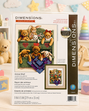 Dimensions 13684 Animal Shelf &mdash; набір для вишивання хрестиком &laquo;Полиця з іграшками&raquo;