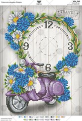 А3Н_365 Часы. Цветы и мотоцикл.Схема для вышивания бисером ТМ Virena