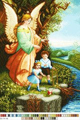 А3-14-040 Ангел с детьми. Канва для вышивки нитками Вышиванка