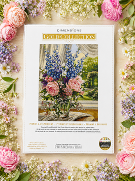 Dimensions 35257 Peonies & Delphiniums &mdash; набір для вишивання хрестиком &laquo;Півонії та дельфініуми&raquo;, серія Gold Collection