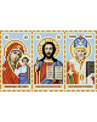 А6-И-158 Триптих Иисус - Казанская - Николай. Схема для вышивки бисером