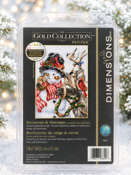Dimensions 08824 Snowman & Reindeer &mdash; набір для вишивання хрестиком &laquo;Сніговик та олень&raquo;, серія Gold Collection Petites
