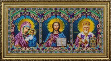 P-398 Набір для вишивки бісером "Ікона потрійна" (Спаситель, Божа Матір Казанська, Святий Миколай Чудотворець)