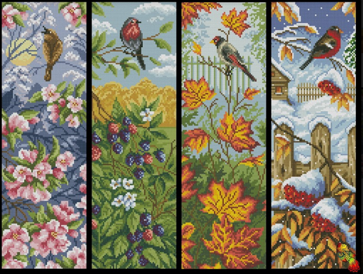 ФПК-4150-4153 Певчие птицы времен года Схема для вышивки бисером Феникс