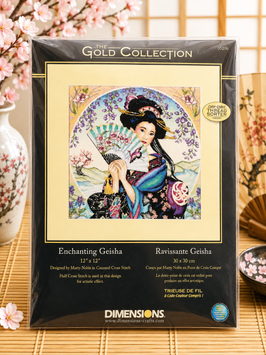 Dimensions 35206 Enchanting Geisha &mdash; набір для вишивання хрестиком &laquo;Чарівна гейша&raquo;, серія Gold Collection, американська комплектація