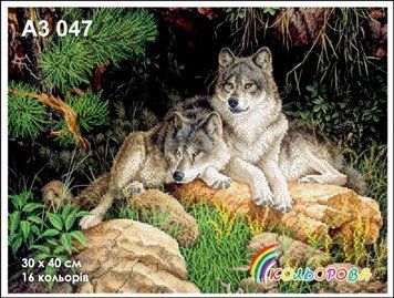КЛВ-047 (А3) Волки. Схема для вышивки бисером ТМ "Кольорова"