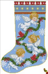 ФЧК-2096 Рождественский носок Трое ангелочков. Схема для вышивки бисером Феникс