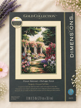 Dimensions 35079 Floral Retreat &mdash; набір для вишивання хрестиком &laquo;Квітковий куточок&raquo;, серія Gold Collection