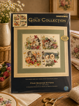 Dimensions 35154 Four Seasons Kittens &mdash; набір для вишивання хрестиком &laquo;Кошенята &mdash; чотири пори року&raquo;, серія Gold Collection, американська комплектація