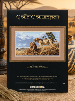 Dimensions 03866 African Lions &mdash; набір для вишивання хрестиком &laquo;Африканські леви&raquo;, серія Gold Collection, американська комплектація