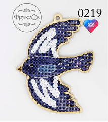 ФРЗ-0219 Синяя птица. Набор для вышивки крестом на деревянной основе. ТМ ФрузелОК
