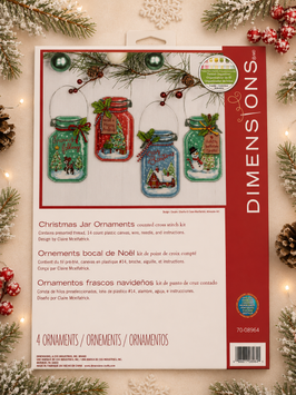 Dimensions 70-08964 Christmas Jar Ornaments &mdash; набір для вишивання хрестиком &laquo;Різдвяні баночки&raquo;