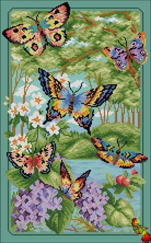 Схемы вышивки, похожие на «бабочки в лесу» (№1006632) по сюжету